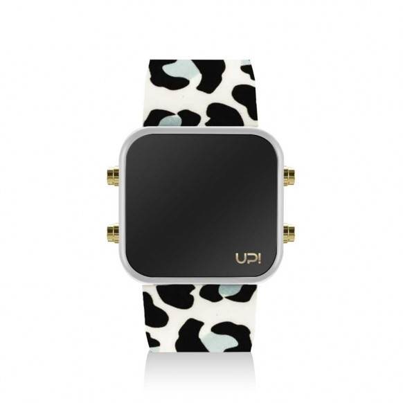 UPWATCH LED MINI GOLD WHITE BLUE LEOPARD UNİSEX KOL SAATİ